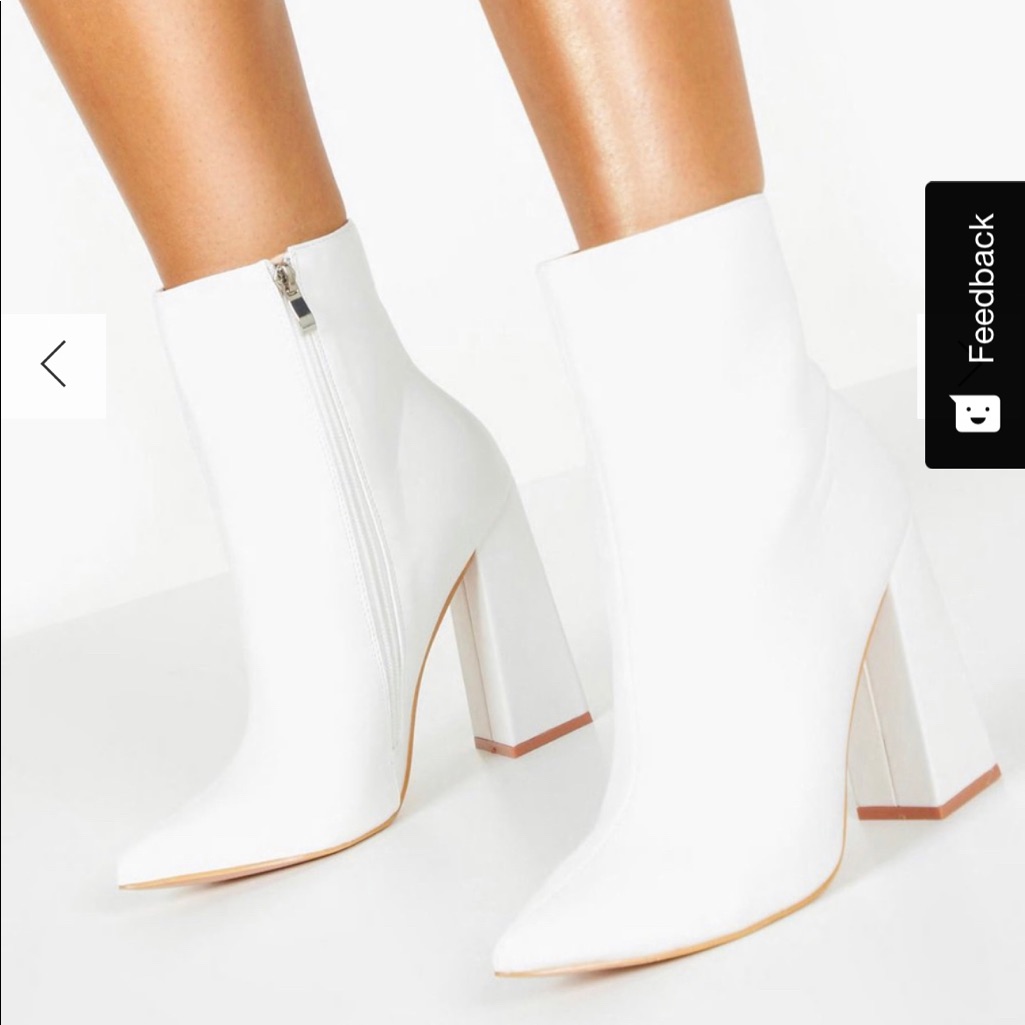 Brand New White 70s Style Booties